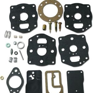all the pieces of the Briggs & Stratton Carburetor Overhaul Kit spread out.