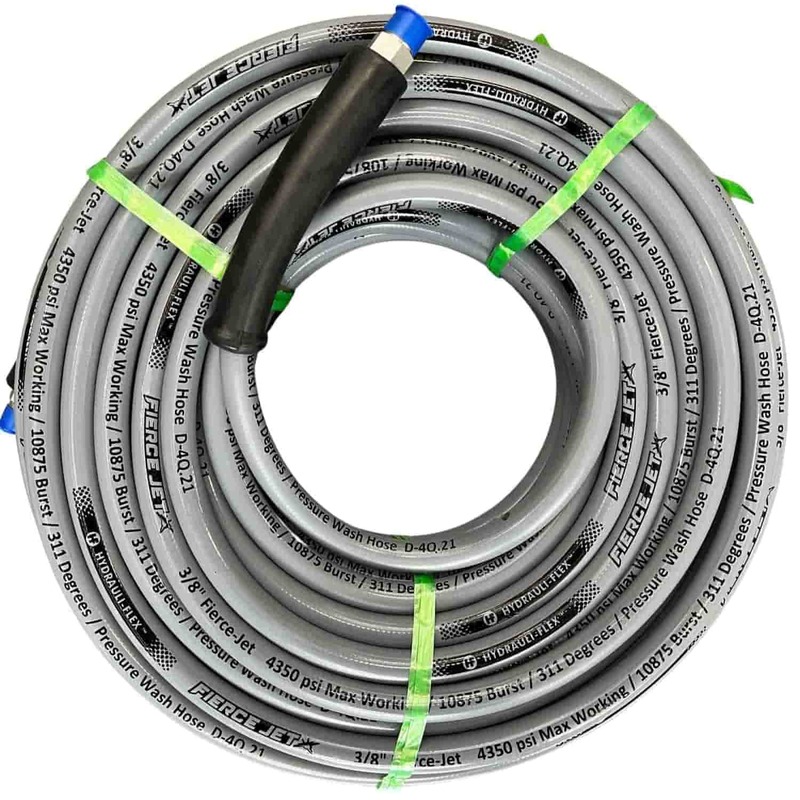 200'ft Grey Pressure Washer Hose, 1-wire, 4350 PSI, Male NPT 3/8